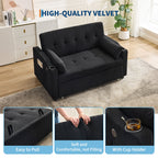 3 in 1 Convertible Sleeper Sofa Bed, Corduroy Futon Couches with Pull - Out Bed, Adjustable Backrest, Charging Port & Side Pockets, Modern Upholstered Sofa for Living Room, Guest Room