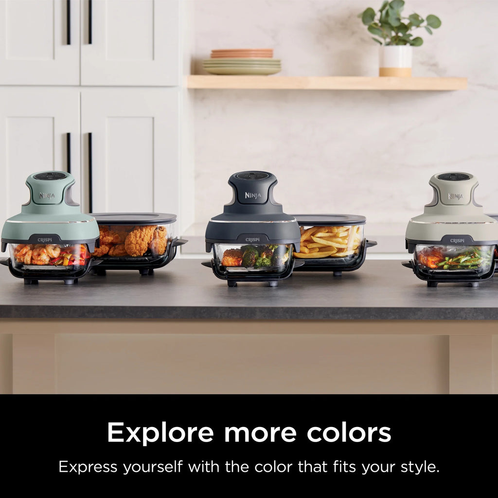 Ninja Crispi 4 - in - 1 Portable Glass Air Fryer Cooking System, 4 - Qt & 6 - Cup Containers, Cyberspace
