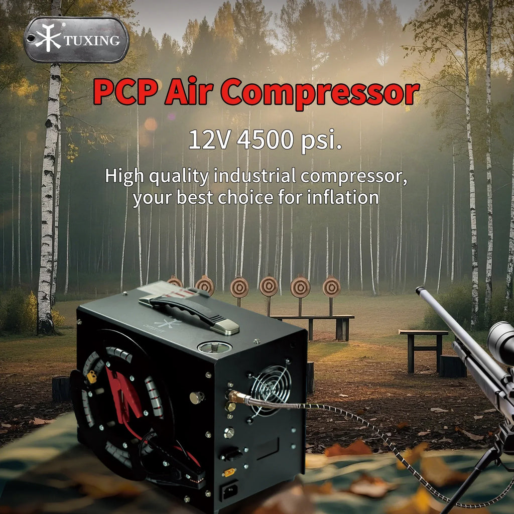 TUDIVING PCP Air Compressor, Built in Converter, 4500psi/300bar Pcp Compressor Auto stop