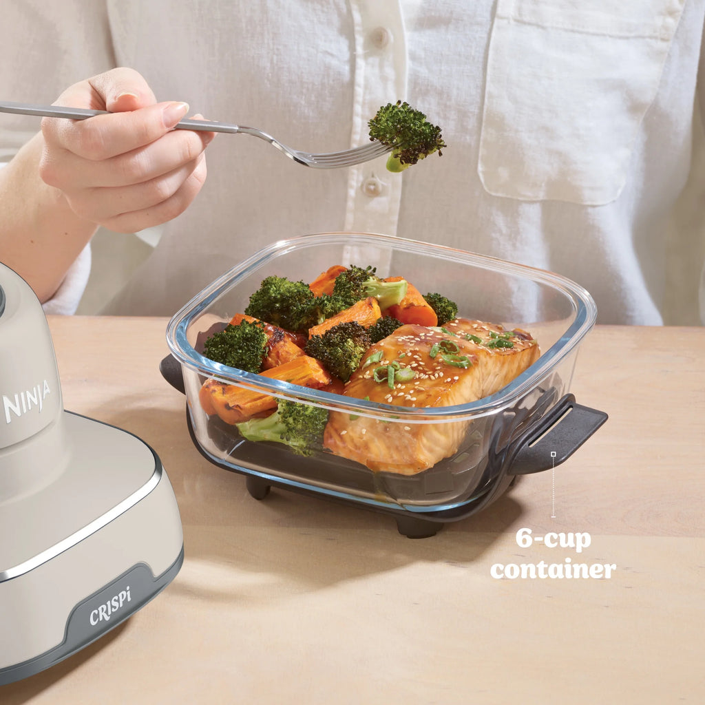 Ninja Crispi 4 - in - 1 Portable Glass Air Fryer Cooking System, 4 - Qt & 6 - Cup Containers, Cyberspace