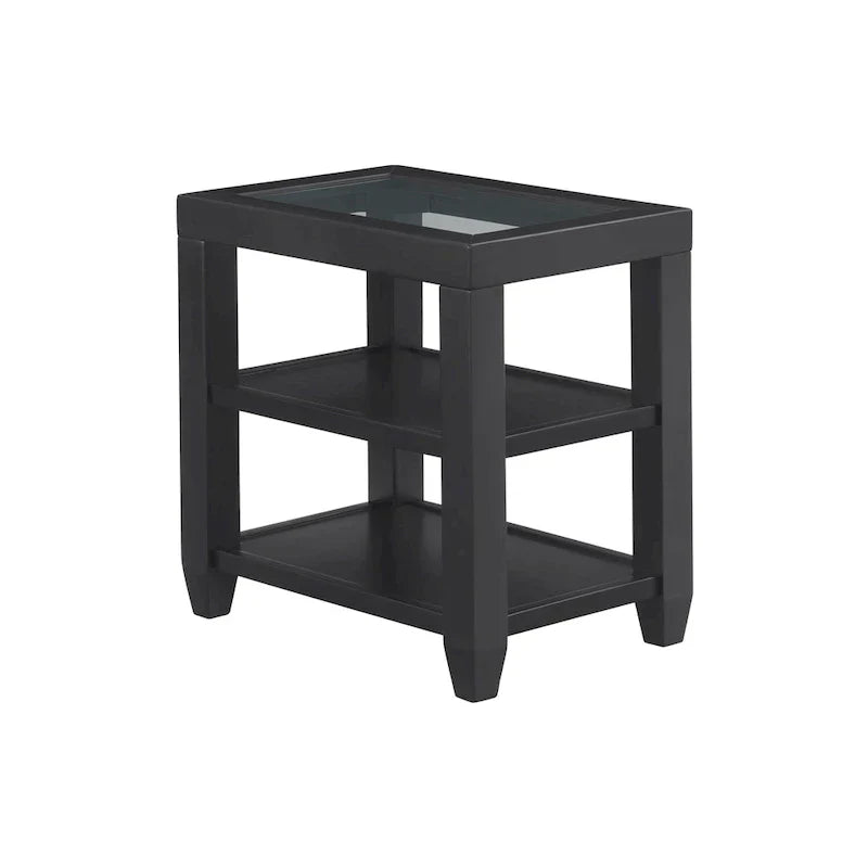 Cordero 16-Inch Wide Wood and Glass Top Chairside End Table with Shelf Storage