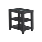 Cordero 16-Inch Wide Wood and Glass Top Chairside End Table with Shelf Storage