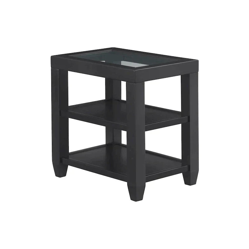 Cordero 16-Inch Wide Wood and Glass Top Chairside End Table with Shelf Storage
