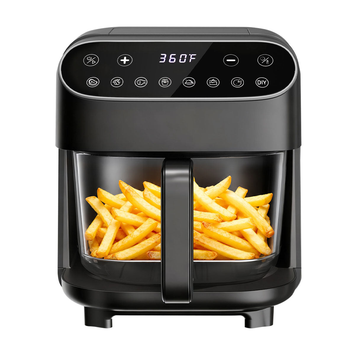 Kismile 5 Quart Glass Air Fryer, Non-Toxic PTFE-Free with 360° Visible Bowl, 8 Presets 12420KAF0