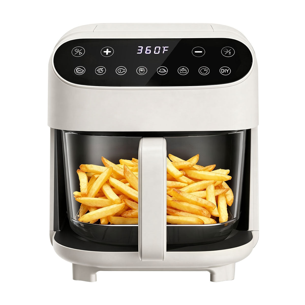 Kismile 5 Quart Glass Air Fryer, Non-Toxic PTFE-Free with 360° Visible Bowl, 8 Presets 12420KAF0