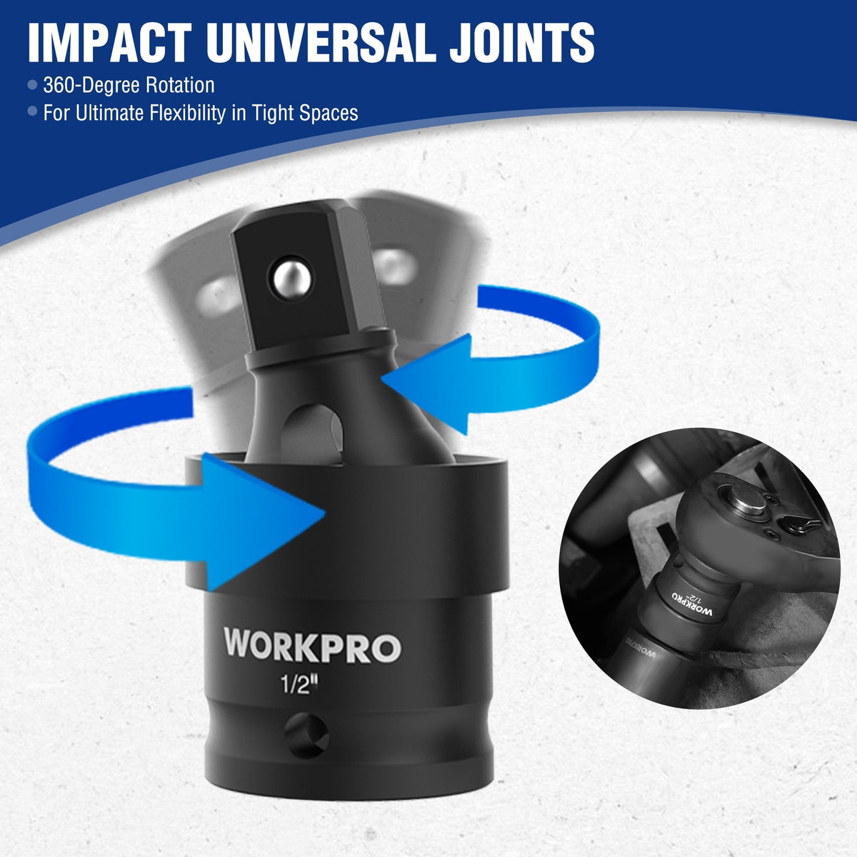 WORKPRO 65PCS 1/2” Drive Impact Socket Set, SAE&Metric Deep & Shallow Kit