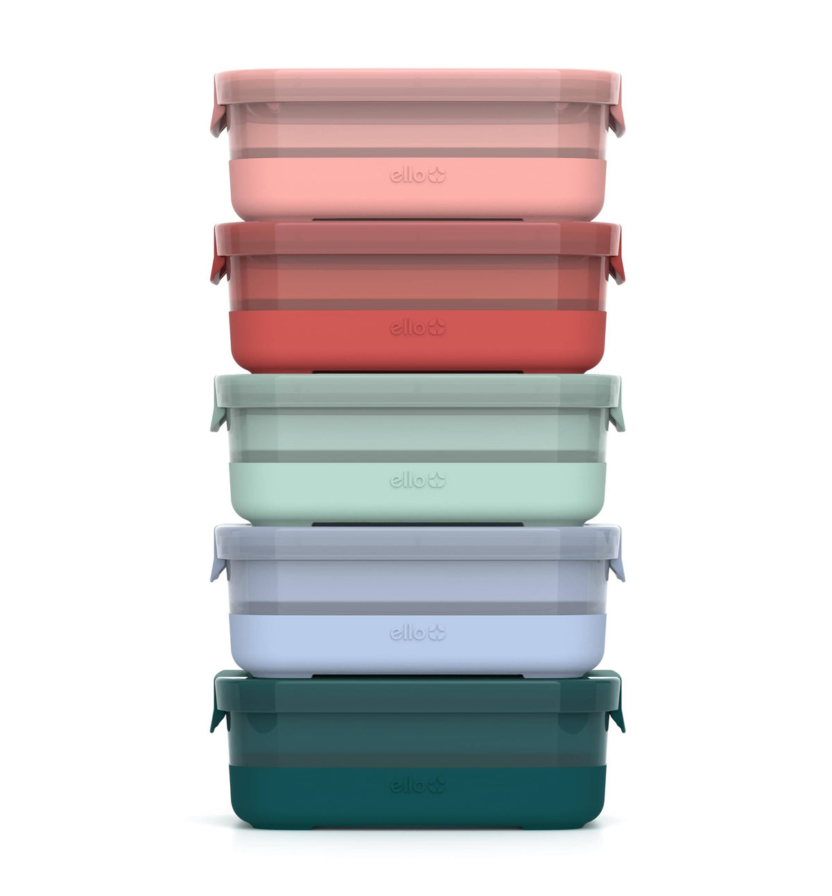 Plastic Food Storage Containers with Soft Base, Set of 5 - Melon
