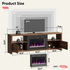 71-Inch TV Stand for 75-Inch TVs with LED Fireplace and Storage Cabinet