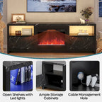 71-Inch TV Stand for 75-Inch TVs with LED Fireplace and Storage Cabinet