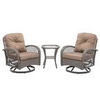 3 Pieces Outdoor Swivel Rocker Patio Chairs, 360 Degree Rocking Patio Conversation Set