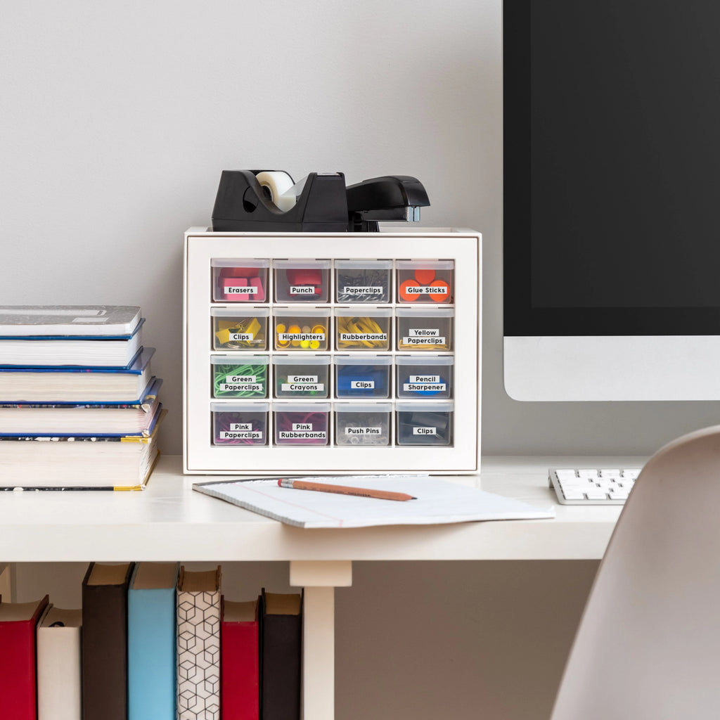 16 Drawer Sewing and Craft Parts Cabinet, White