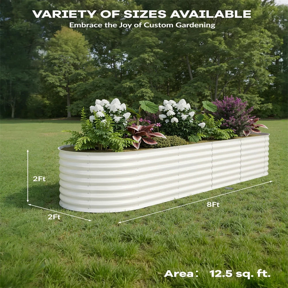 2 - Pack Galvanized Steel Raised Garden Beds Kit - Outdoor Metal Planter Boxes for Vegetables, Flowers & Herbs.tool - Free Assembly, Rust - Resistant Green Coated Design
