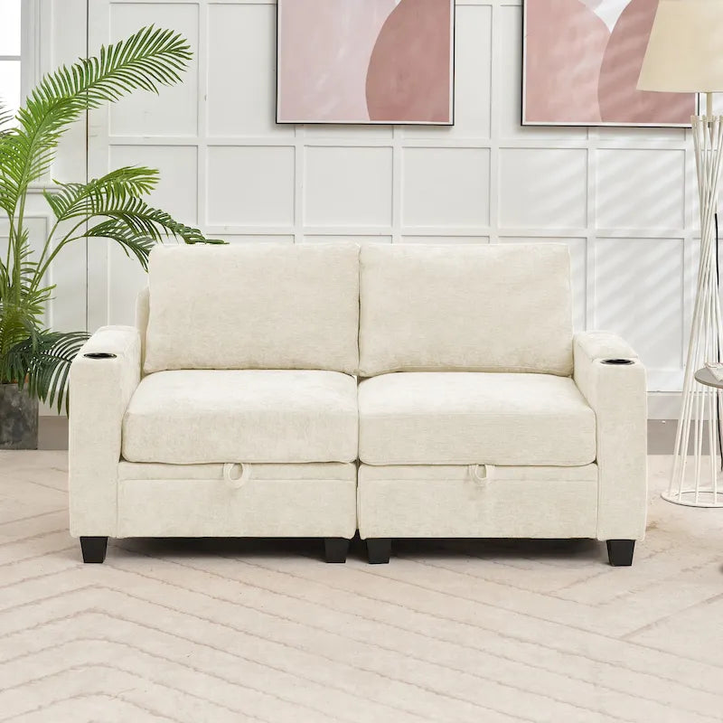 Versatile Chenille Storage Loveseat Sofa