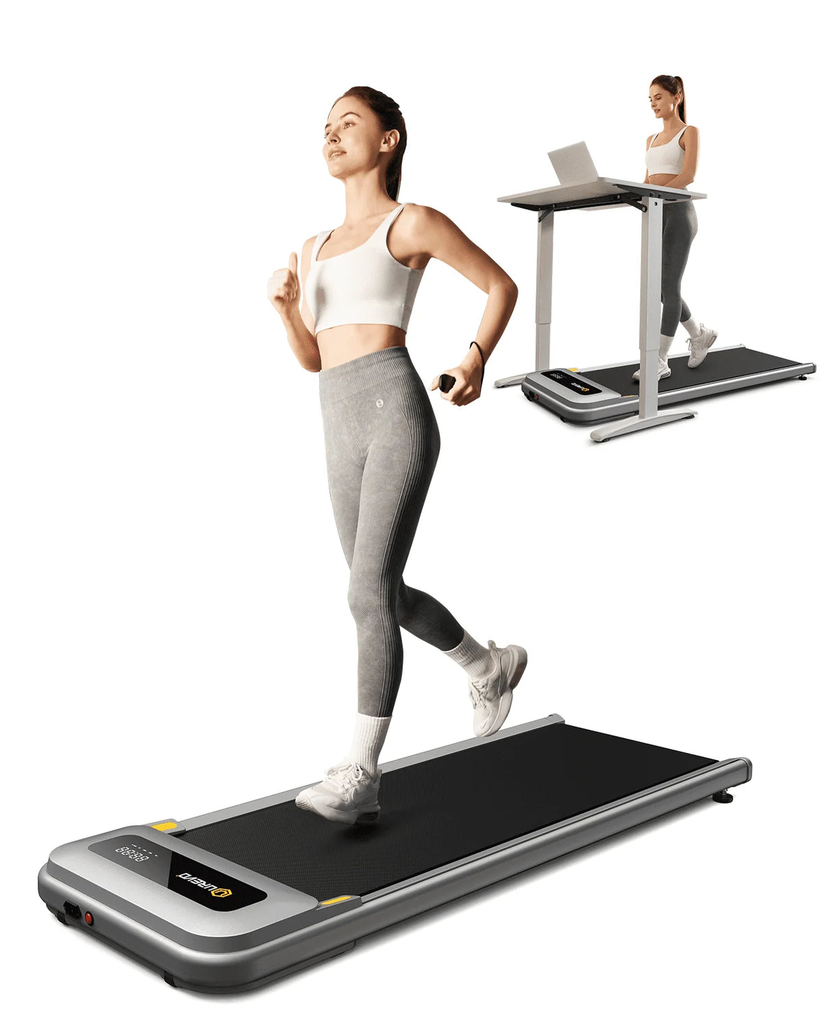 UREVO Walking Pad Under Desks Treadmill, 2.25HP 265 lb Capacity for Office Home with Remote Control