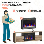 71-Inch TV Stand for 75-Inch TVs with LED Fireplace and Storage Cabinet