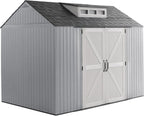 Rubbermaid Resin Outdoor Storage Shed With Floor Weather Resistant Gray Organization for Home