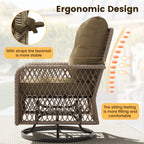 ELPOSUN 3 Pieces Patio Furniture Set, Outdoor Swivel Gliders Rocker, Wicker Patio Bistro Set with Rattan Rocking Chair, Glass Top Side Table and Thickened Cushions for Porch Deck Backyard