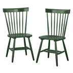 Set of 2 Spindle Back Dining Chairs Solid Rubberwood Farmhouse Style