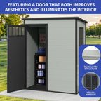 Modfusion 4.62.66.3 Ft Resin Storage Shed with Window, Floor, Plastic Roof, Storage Cabinets for Brooms Vacuum Cleaners Fits 65 to 68 in, Winter Gear Box, Black