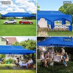 COBIZI 10x20 Heavy Duty Pop up Canopy Tent with 6 sidewalls Easy Up Commercial Outdoor Canopy Wedding Party Tents for Parties All Season Wind & Waterproof Gazebo with Roller Bag,Black(Frame Thickened)