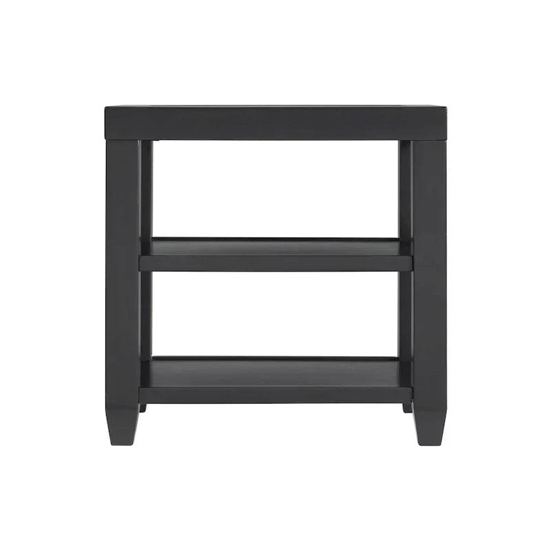 Cordero 16-Inch Wide Wood and Glass Top Chairside End Table with Shelf Storage