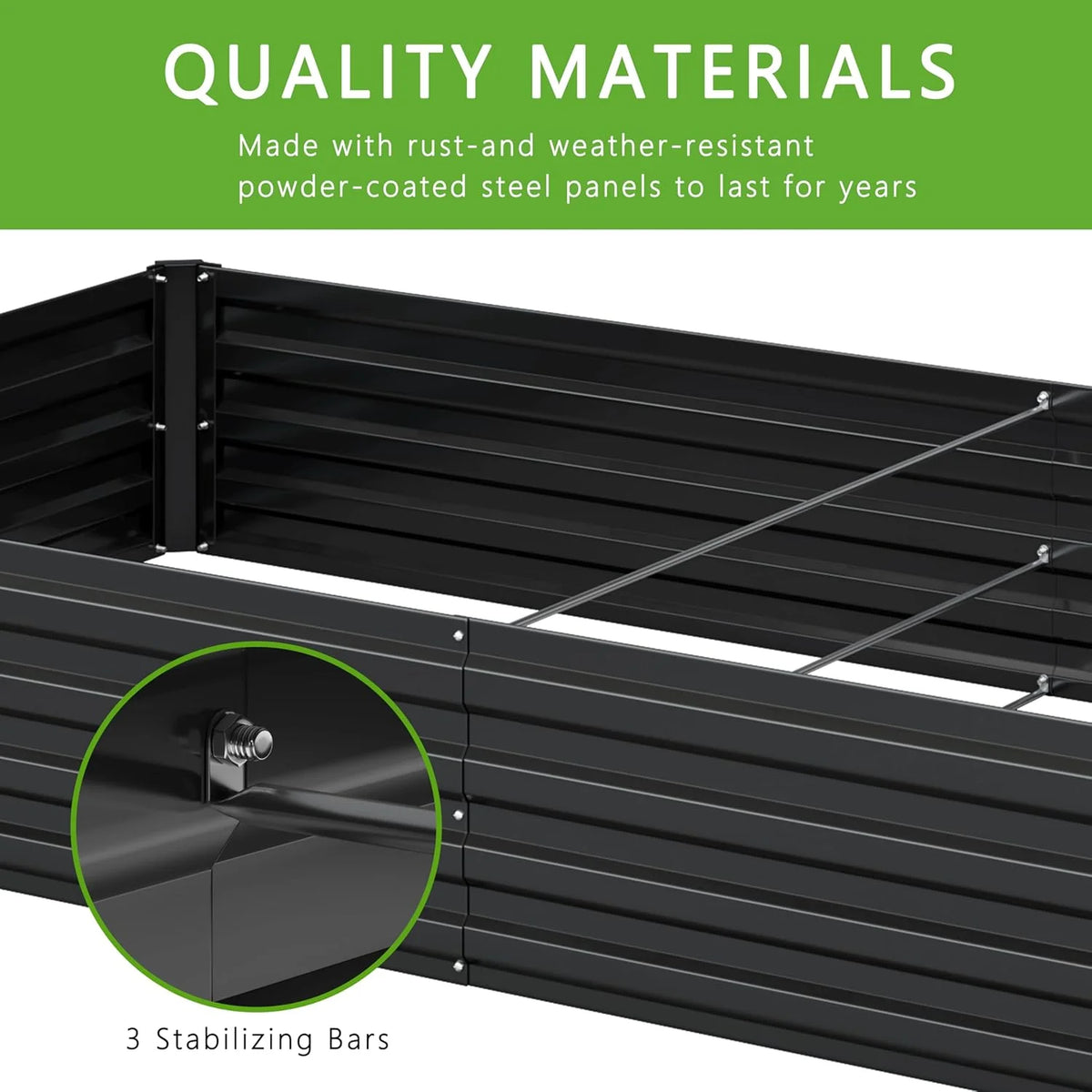 2PCS 12x4x1ft Galvanized Raised Garden Bed Kit, Vegetable Boxes - Rectangle Metal Flower Box, Large Planter Raised Beds Outdoor Garden for Planting, Fruit, Herb - Black