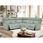 104" 3-Color Genuine Leather Power Reclining Sectional Sofa with Zero Gravity Feature, USB & USB-C Ports, and 2 Stationary Armless Chairs