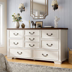 Enhomee Wood Dressers for Bedroom with 9 Drawers White Dresser Chest of Drawers for Living Room