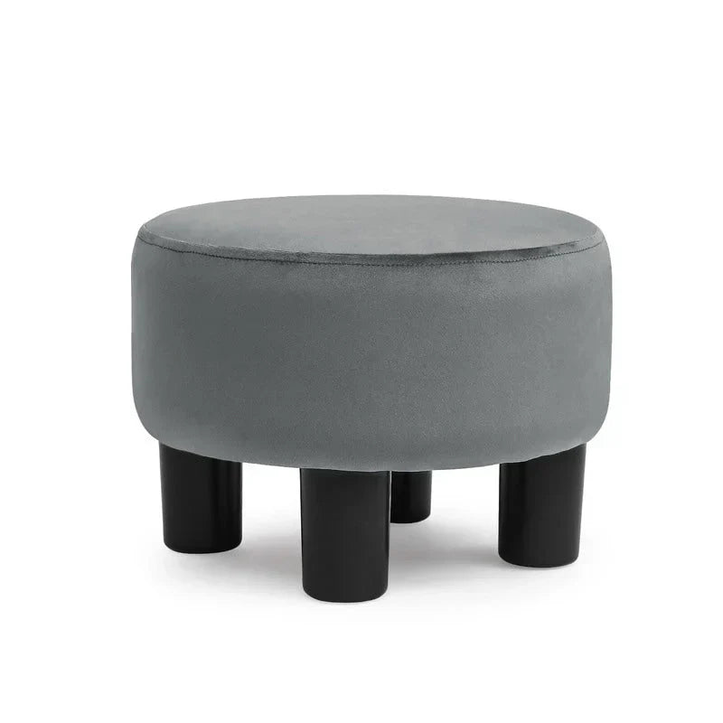 Adeco Modern Velvet Round Ottoman Footrest Stool with Padded Seat