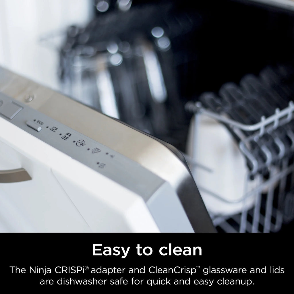 Ninja Crispi 4 - in - 1 Portable Glass Air Fryer Cooking System, 4 - Qt & 6 - Cup Containers, Cyberspace