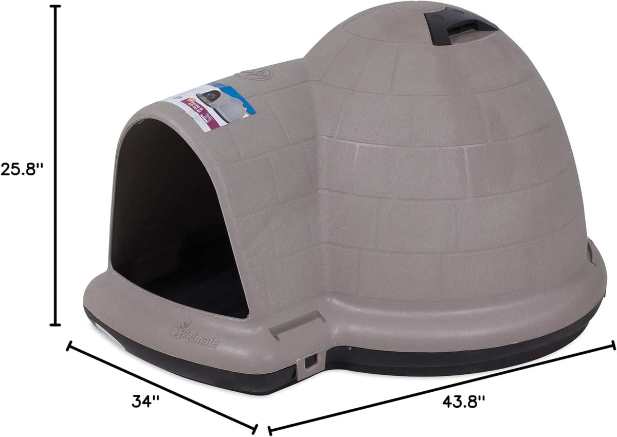 Petmate Indigo Dog House (Igloo Dog House. Made in USA with 90% Recycled Materials. All-Weather Protection Pet