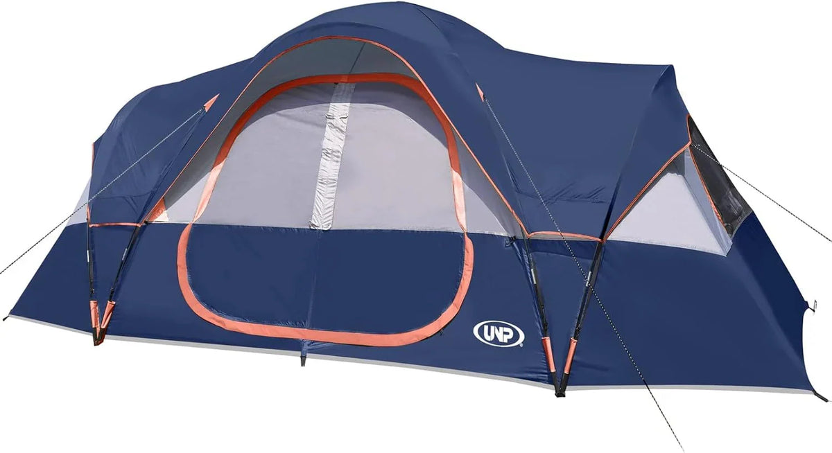 UNP Camping Tent 10-Person-Family Tents, Parties, Music Festival Tent, Big, Easy Up, 5 Large Mesh Windows, Double Layer, 2 Room, Waterproof, Weather Resistant, 18ft x 9ft x78in