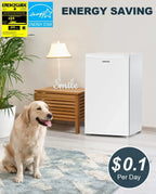 Upstreman 3.2 Cu.Ft Mini Fridge with Freezer, Single Door Mini Fridge, Dorm Fridge, Adjustable Thermostat, Mini Refrigerator for Bedroom, Office, Dorm, Black-BR321