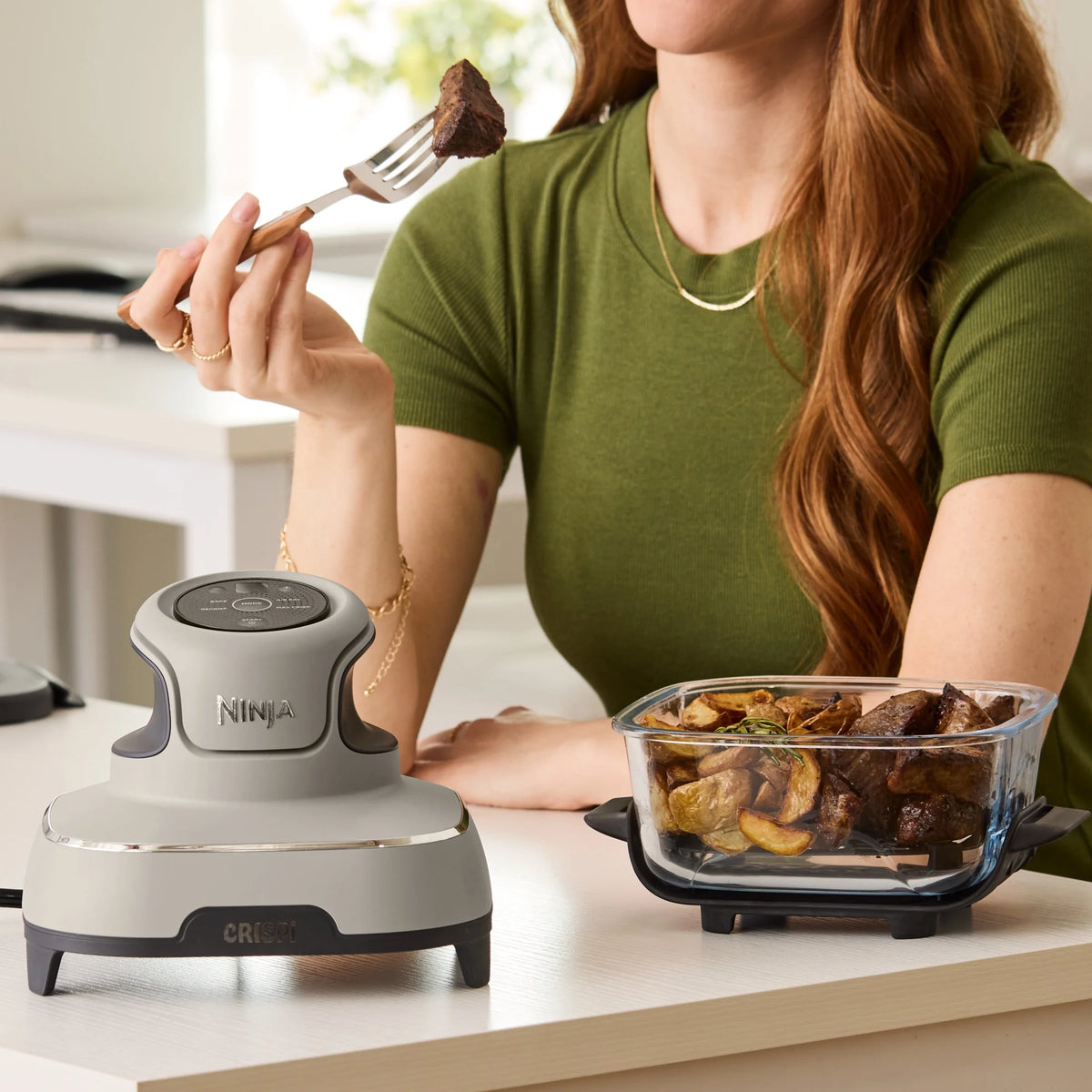 Ninja Crispi 4 - in - 1 Portable Glass Air Fryer Cooking System, 4 - Qt & 6 - Cup Containers, Cyberspace