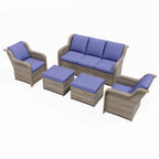 Ainfox 7 Pcs Outdoor Patio Furniture Sofa Set on Sale, Grey Rattan Grey Cushion