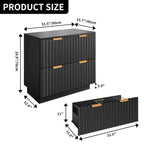 Moasis Lateral Filing Cabinet with LED Lighting and 2 Drawers for Home Office