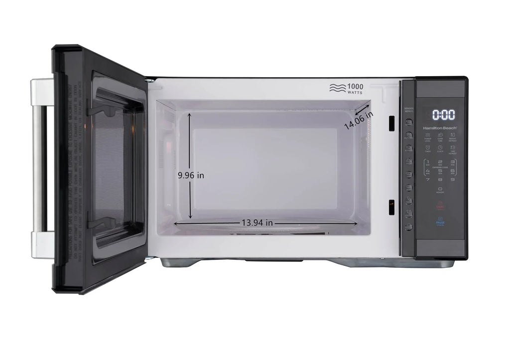 Hamilton Beach 1.1 Cu. Ft. Microwave Oven, Countertop, Black and Stainless Steel