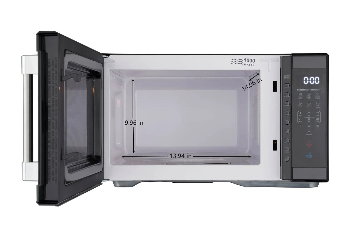 Hamilton Beach 1.1 Cu. Ft. Microwave Oven, Countertop, Black and Stainless Steel