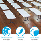 Lifetime Combo Set of (4) 8 - Foot Rectangle Folding Tables & (32) Chairs, Indoor/Outdoor Use, White (80147)