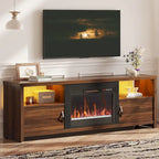 71-Inch TV Stand for 75-Inch TVs with LED Fireplace and Storage Cabinet