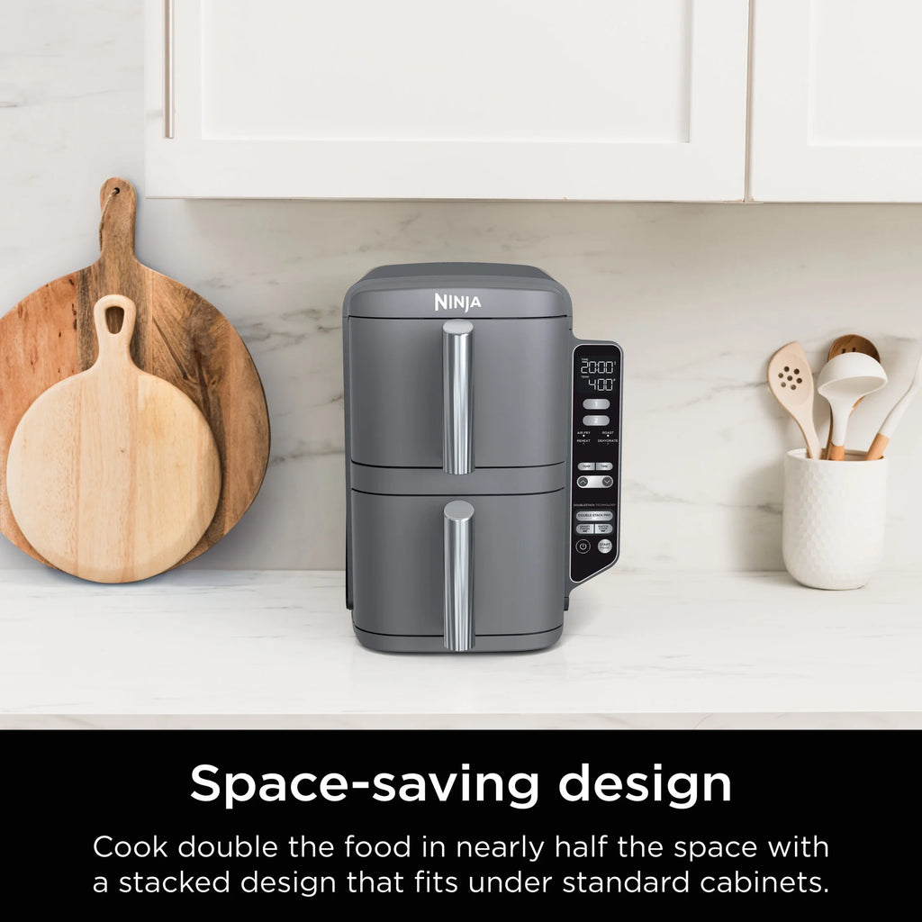 Ninja Doublestack XL 2 - Basket Air Fryer, Doublestack Technology Cooks 4 Foods at Once, Space Saving Design, 10 QT, 4 - in - 1, Smart Finish & Match Cook, SL400