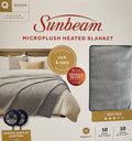 Sunbeam Heated Microplush Electric Blanket, Queen, Gray