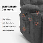 MCombo Power Loveseat Recliner, Electric Reclining Loveseat Sofa with Heat and Vibration, Cupholders, USB Charge Ports RS6314