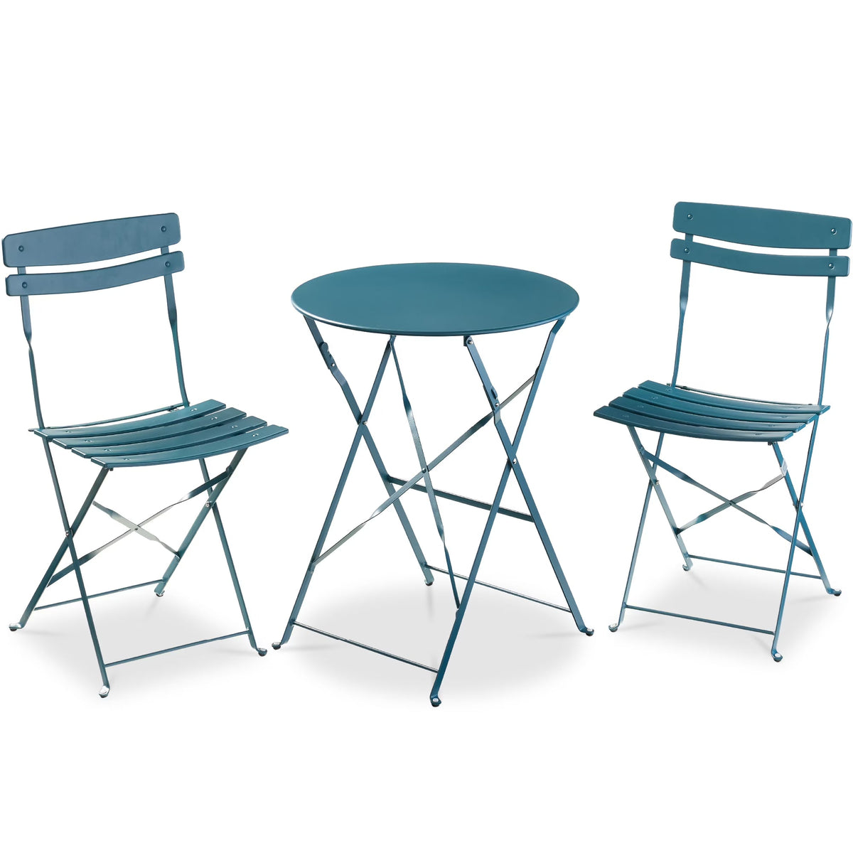 Best Choice Products 3-Piece Small Bistro Set, Folding Patio Furniture Set of 2 Chairs and Table - Black