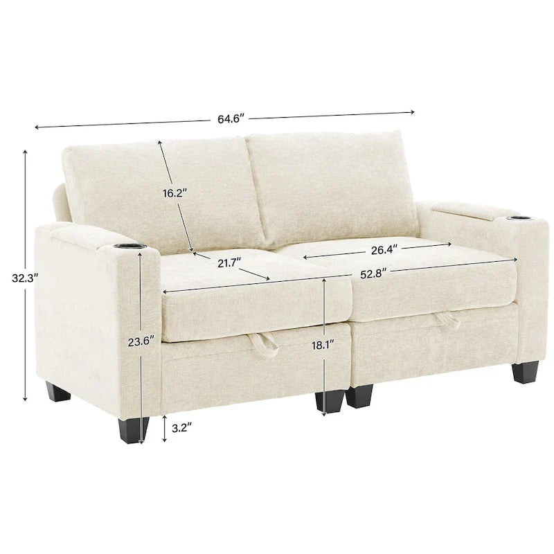 Versatile Chenille Storage Loveseat Sofa