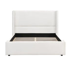 Isabella Queen White Upholstered Bed with Tall Wingback Headboard by Christopher Knight Home