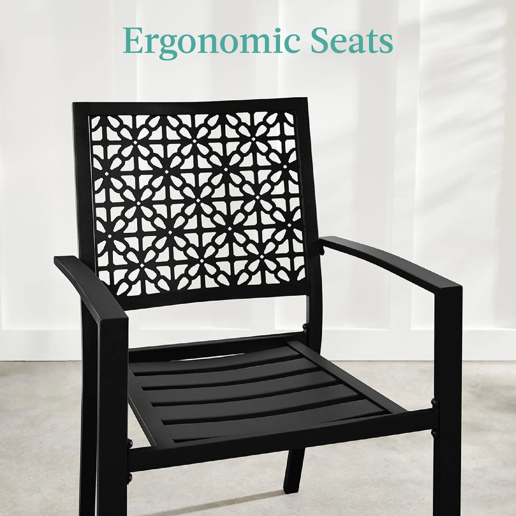 Best Choice Products 3-Piece Stackable Steel Outdoor Conversation Bistro Set, Patio Chat Furniture w/ 2 Chairs, Table- Black