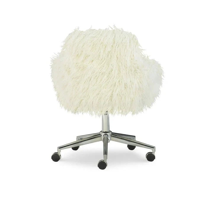 Amber Off-White Faux Fur Executive Chair