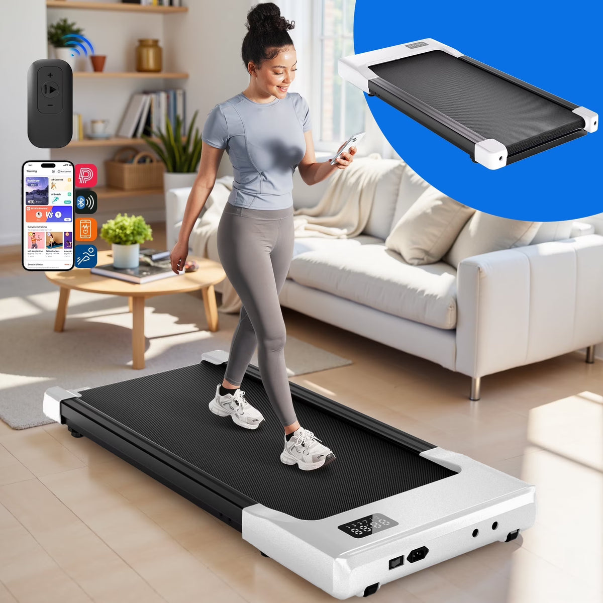 Walking Pad Treadmill with Remote Control, Under Desk Treadmill for Home&Office, 250 lb Weight Capacity