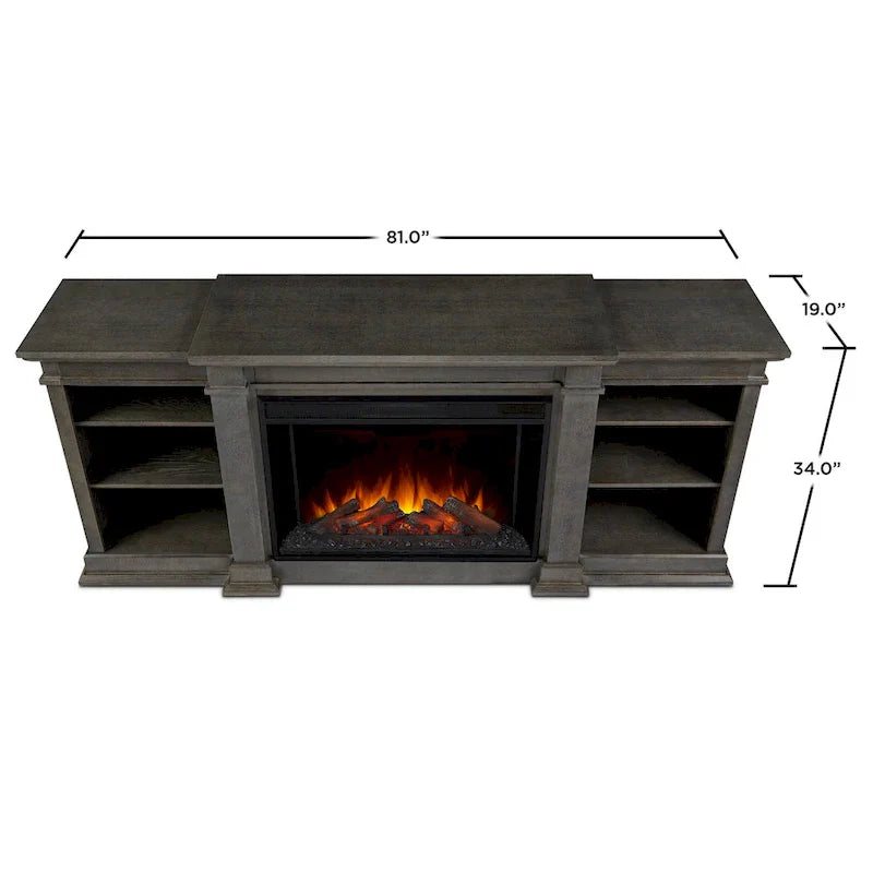 Real Flame Eliot 81" Grand Antique Grey TV Stand with Electric Fireplace